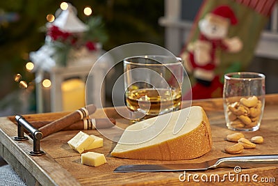 Smoked Gouda Cheese at Christmas Time Stock Photo