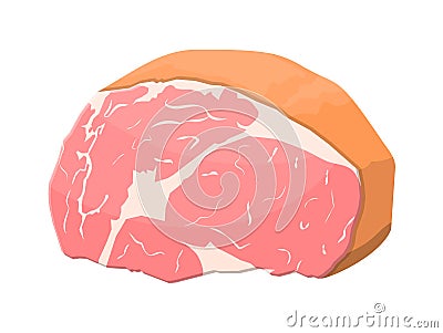 Smoked ham isolated. Piece of delicious pork bacon Vector Illustration