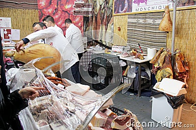 Smoked ham for sale Editorial Stock Photo