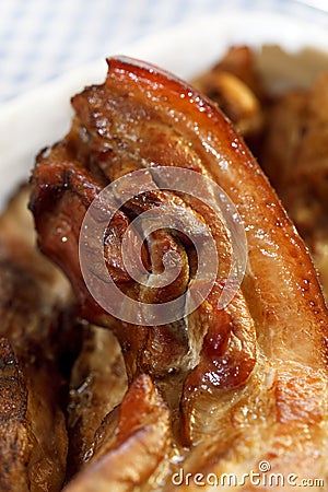 Smoked marinated pork meat with fat Stock Photo