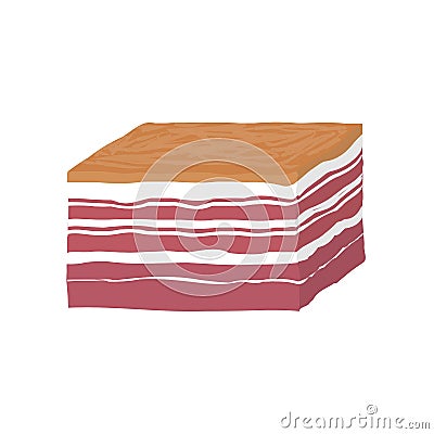 Smoked piece of lard. bacon Vector Illustration