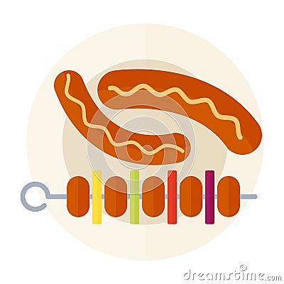 Smoked salami sausage vector Vector Illustration