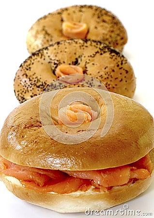 Smoked Salmon Bagels Stock Photo