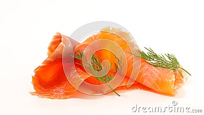 Smoked salmon isolated on white Stock Photo