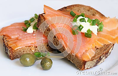 Smoked Salmon Sandwich Stock Photo