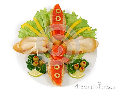 Smoked Salmon and Sturgeon Appetizer Stock Photo