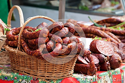 Smoked sausage Stock Photo