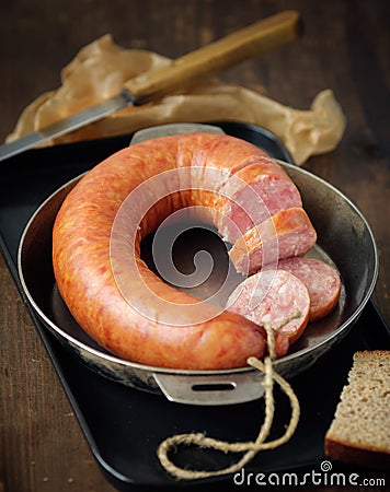 Smoked sausage Stock Photo