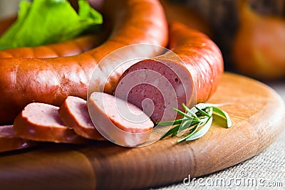 Smoked sausage Stock Photo