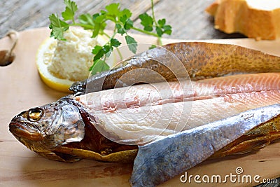 Smoked trout Stock Photo