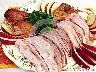 Smoked Turkey Platter Stock Photo