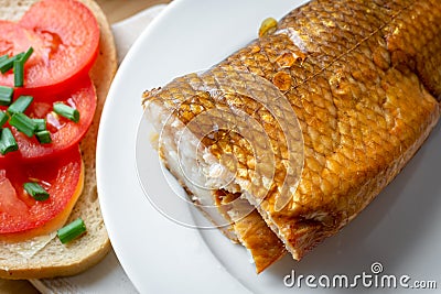 Smoked whitefish on a plate Stock Photo