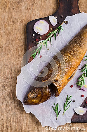 Smoked whole fish Stock Photo