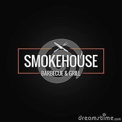 Smokehouse logo design on black background Vector Illustration