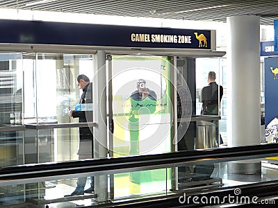 Smokers at the airport are isolated Editorial Stock Photo