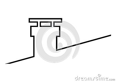 Smokestack on rooftop, black and white conceptual vector icon Vector Illustration