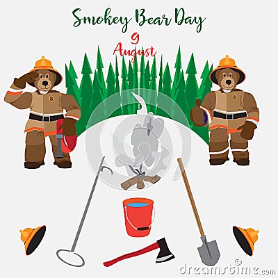 Smokey Bear Day flat vector illustration Vector Illustration