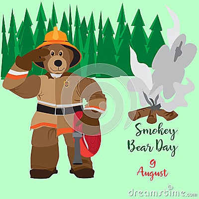 Smokey Bear Day vector flat poster Vector Illustration