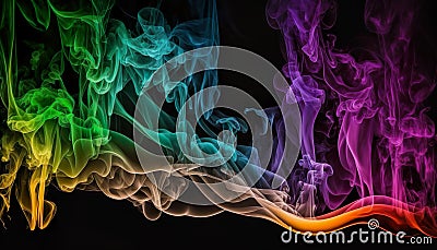 Abstract colored smoke on a dark background, smoky vape colored background generative AI Stock Photo