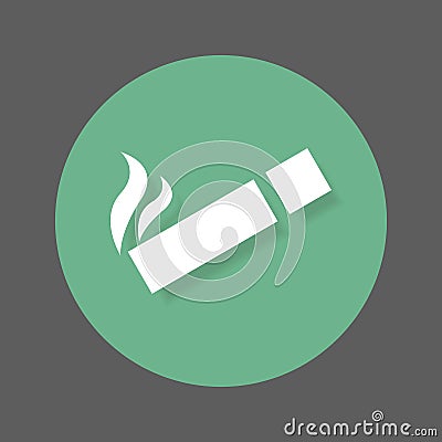 Smoking area flat icon. Round colorful button, circular vector sign with shadow effect. Flat style design. Vector Illustration