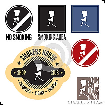 Smoking area sign. No smoking sign. Vector Illustration