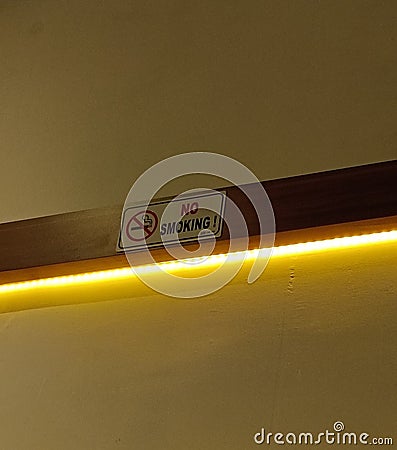 Smoking ban stiker in the room area Stock Photo