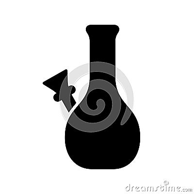 Smoking bong, silhouette icon. Black simple illustration. Contour isolated vector pictogram on white background Vector Illustration