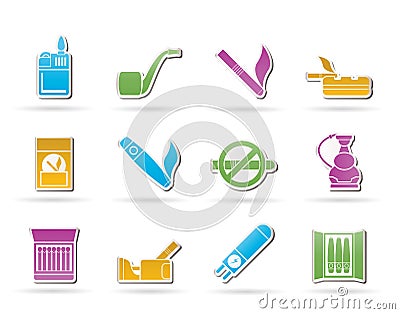 Smoking and cigarette icons Vector Illustration