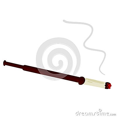 Smoking cigarette in long holder. Bad habit. Harm and health. Vector Illustration