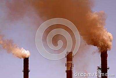 Smoking factory chimneys Stock Photo