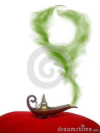 Smoking Genie Lamp Stock Photo