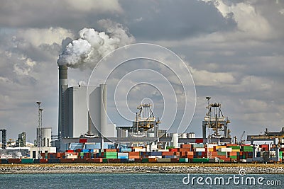 Smoking power plant Stock Photo