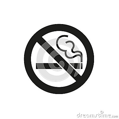 No smoking. Vector prohibition sign. A black circle with a black diagonal line through it. Stock Photo