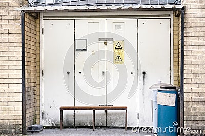 Smoking shelter for smokers at work place for employees at office building Stock Photo