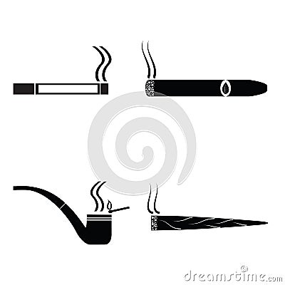 Smoking silhouette icons set Vector Illustration