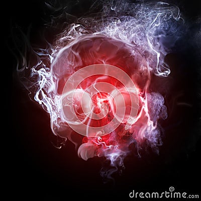 Smoking skull Stock Photo