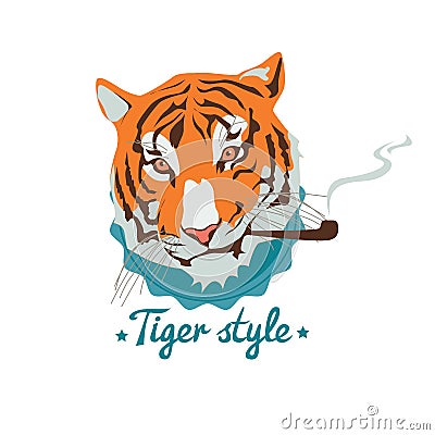 Smoking tiger portret Vector Illustration