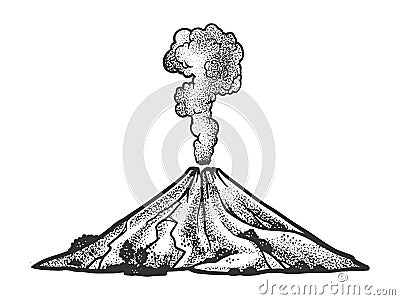 smoking volcano line art sketch vector Vector Illustration