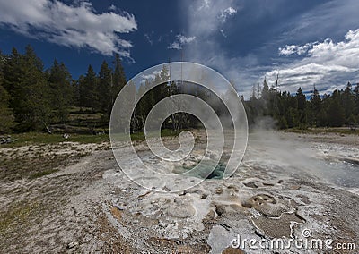 Smoking Yellowstone Geyser Stock Photo