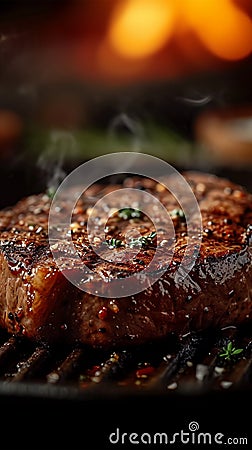 Smoky BBQ, veal steak, grilled meat, barbecue delight, sizzling flavor Stock Photo