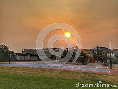 Smoky sky above Thompson rivers university Editorial Stock Photo