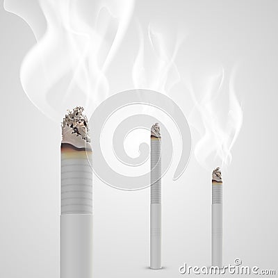 Smoldering cigarette with a smoke. Vector Vector Illustration