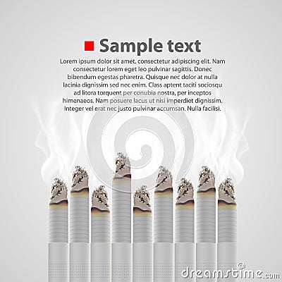 Smoldering cigarette with a smoke. Vector Vector Illustration