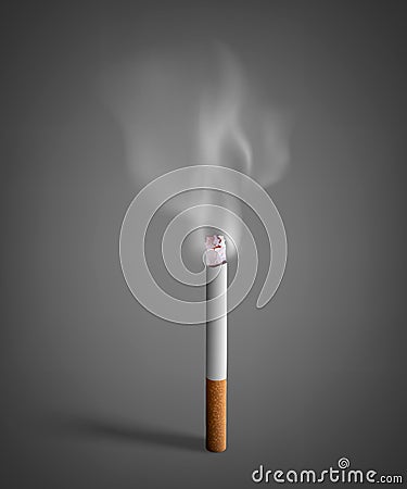 Smoldering cigarette with a smoke Vector Illustration