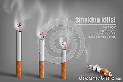 Smoldering cigarette with a smoke Vector Illustration