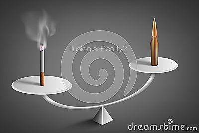 Smoldering cigarette with a smoke Vector Illustration