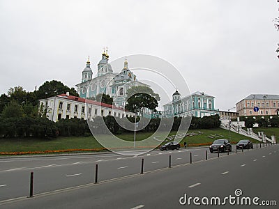 Smolensk. View of the Assumption cathedral. Editorial Stock Photo