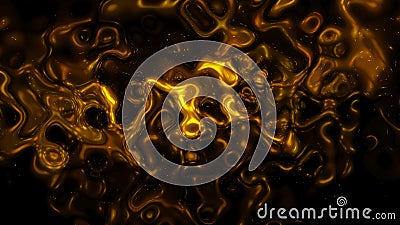 Abstract fantasy background liquid golden distorted spots Stock Photo