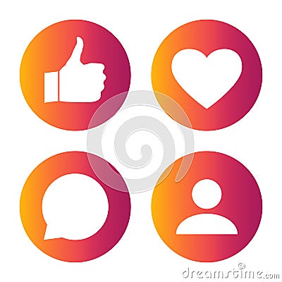 Smooth color gradient icon template set inspried by instagram new logo. Vector illustration for your social media app design Vector Illustration