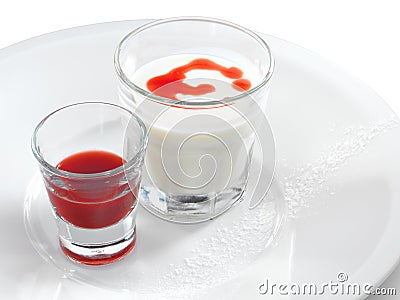 Smooth and creamy panna cotta with strawberry sauce Stock Photo